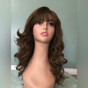 Wig  brown curly wavy wig